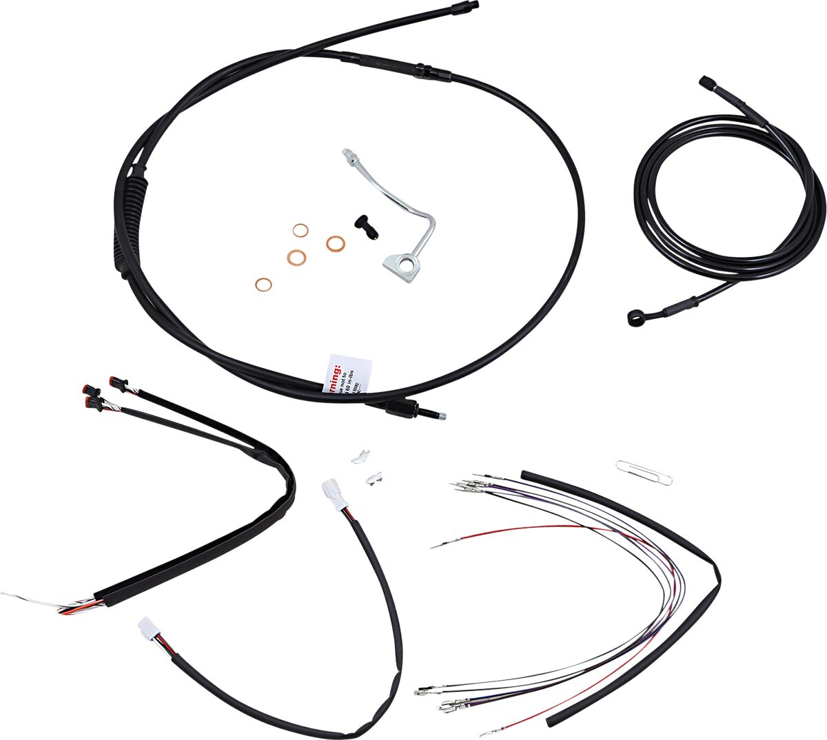 BURLY BRAND Kit Complet de Câbles/Gaines de Guidon en Vinyle Noir pour Ape Hangers
