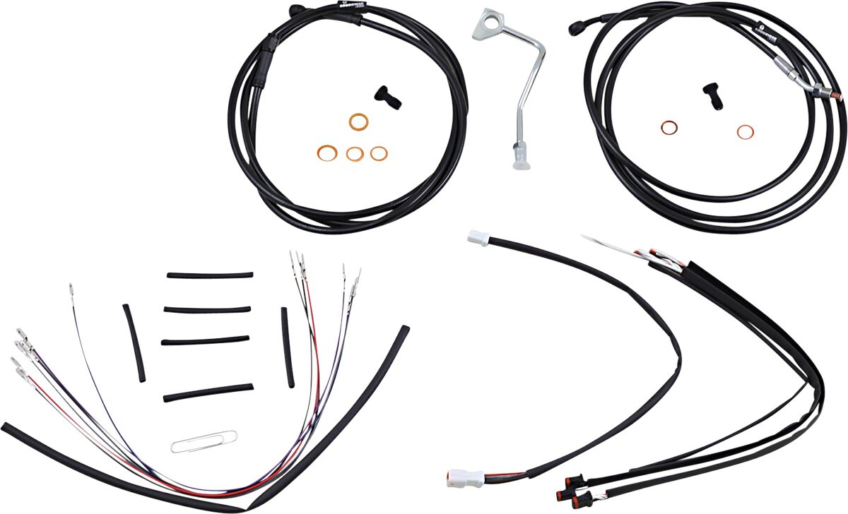 BURLY BRAND Kit Complet de Câbles/Gaines de Guidon en Vinyle Noir pour Ape Hangers