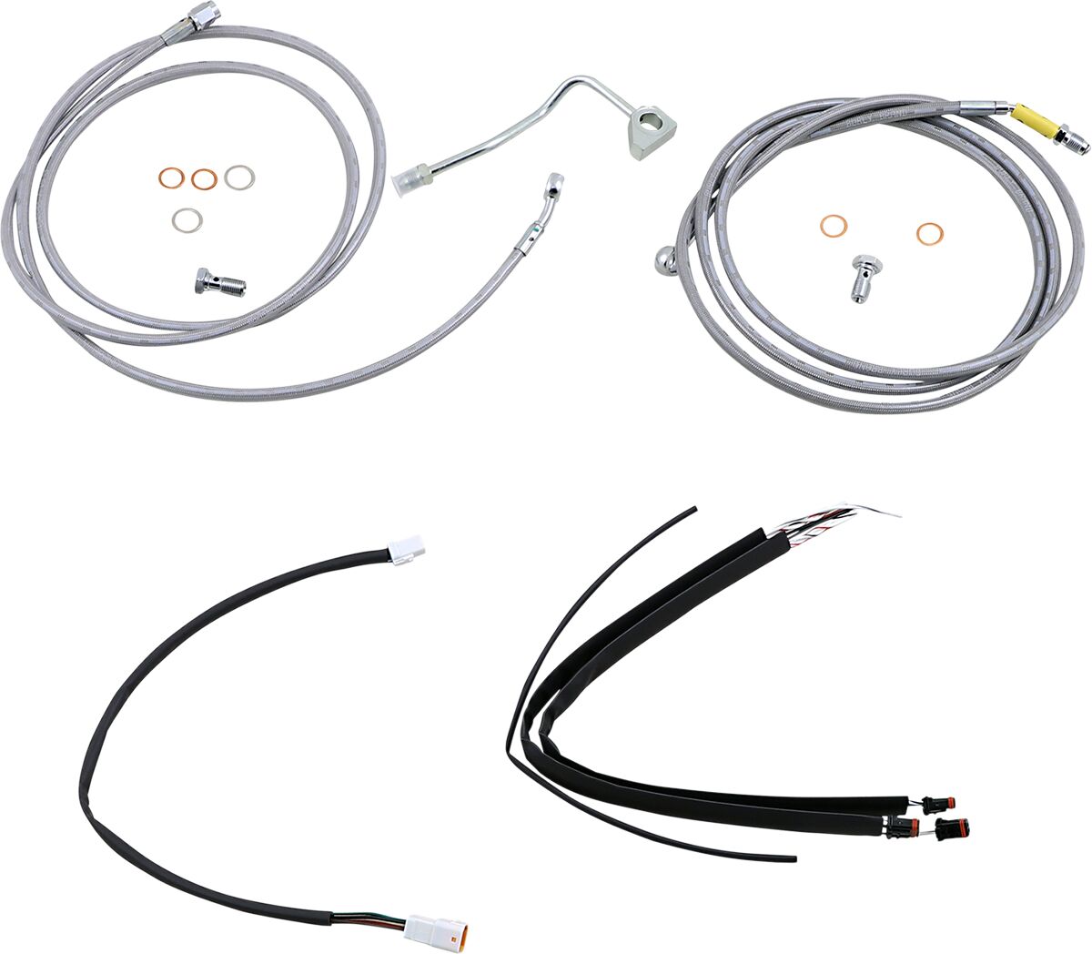 BURLY BRAND Kit complet câble/ligne de frein tressés inox pour guidon