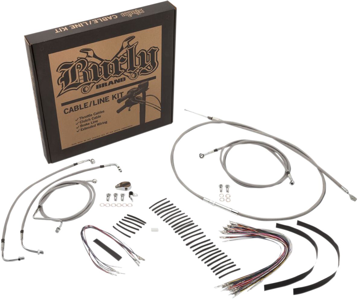 BURLY BRAND Kit complet câble/ligne de frein tressés inox pour guidon