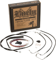 BURLY BRAND Kit Complet de Câbles/Gaines de Guidon en Vinyle Noir pour Ape Hangers
