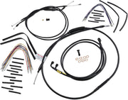 BURLY BRAND Kit Complet de Câbles/Gaines de Guidon en Vinyle Noir pour Ape Hangers
