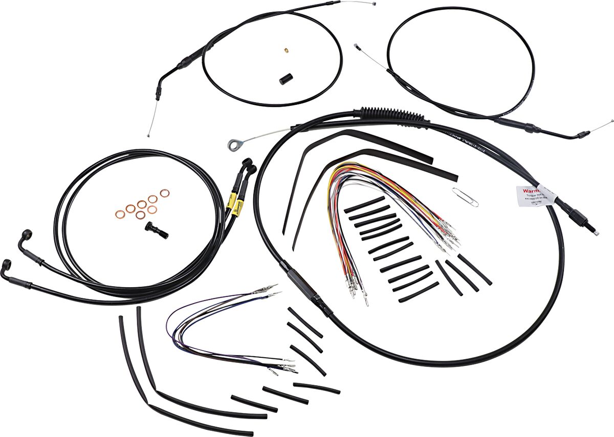 BURLY BRAND Kit Complet de Câbles/Gaines de Guidon en Vinyle Noir pour Ape Hangers