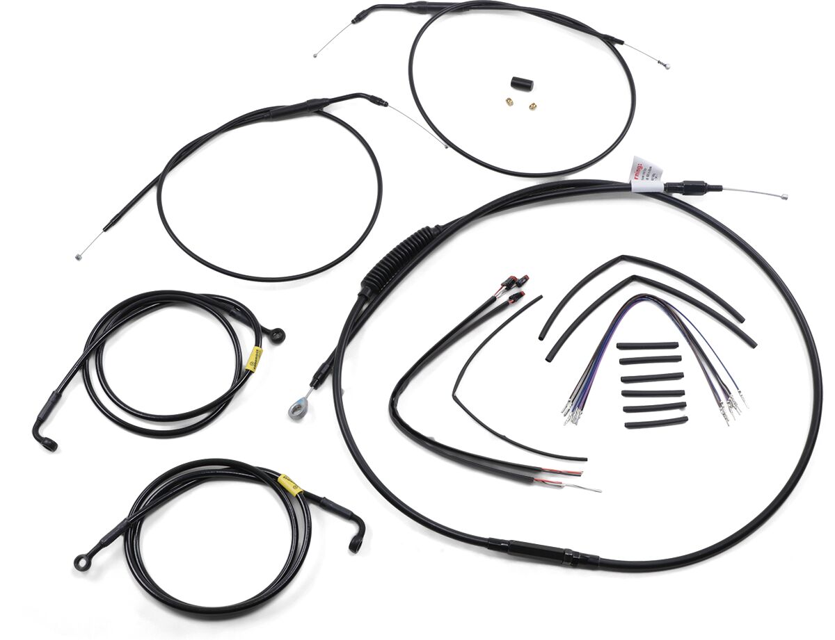 BURLY BRAND Kit Complet de Câbles/Gaines de Guidon en Vinyle Noir pour Ape Hangers