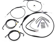 BURLY BRAND Kit Complet de Câbles/Gaines de Guidon en Vinyle Noir pour Ape Hangers