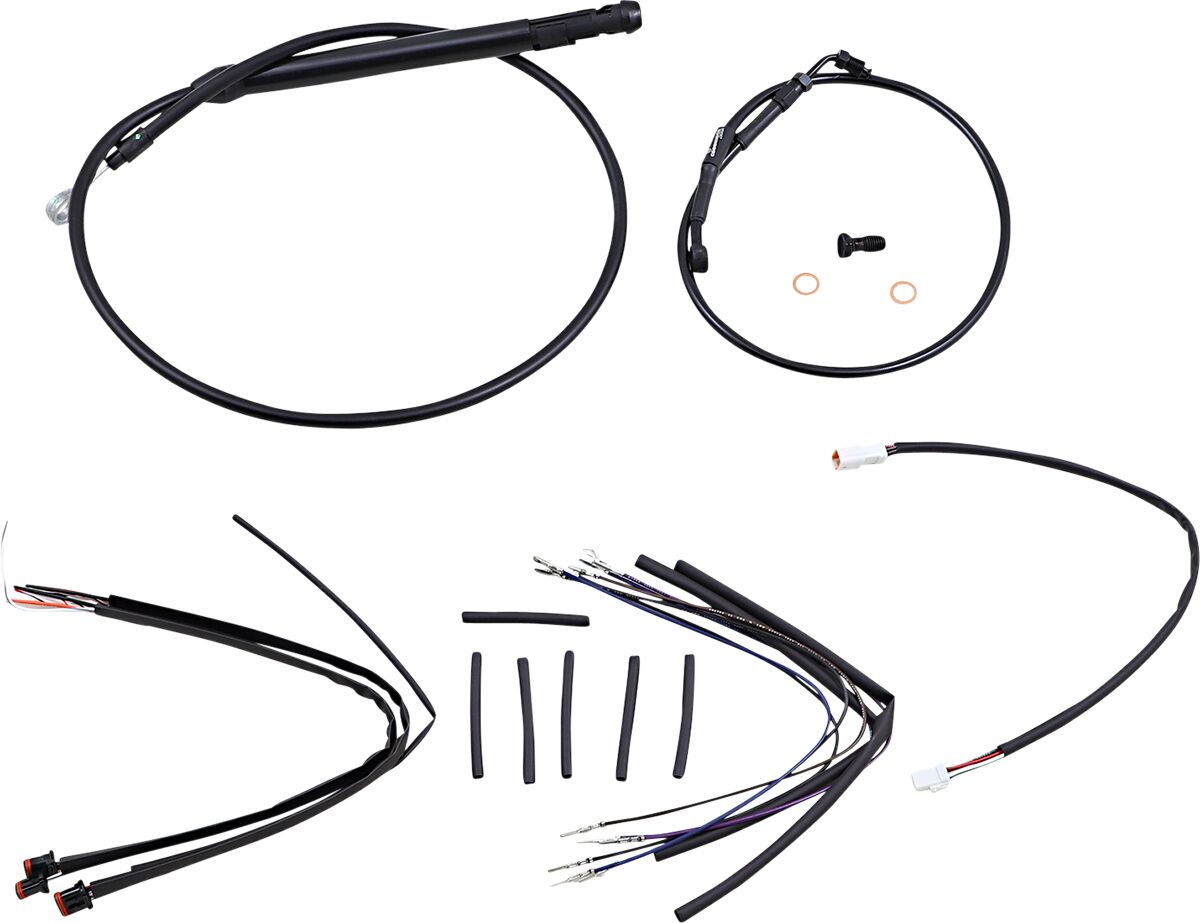 BURLY BRAND Kit Complet de Câbles/Gaines de Guidon en Vinyle Noir pour Ape Hangers