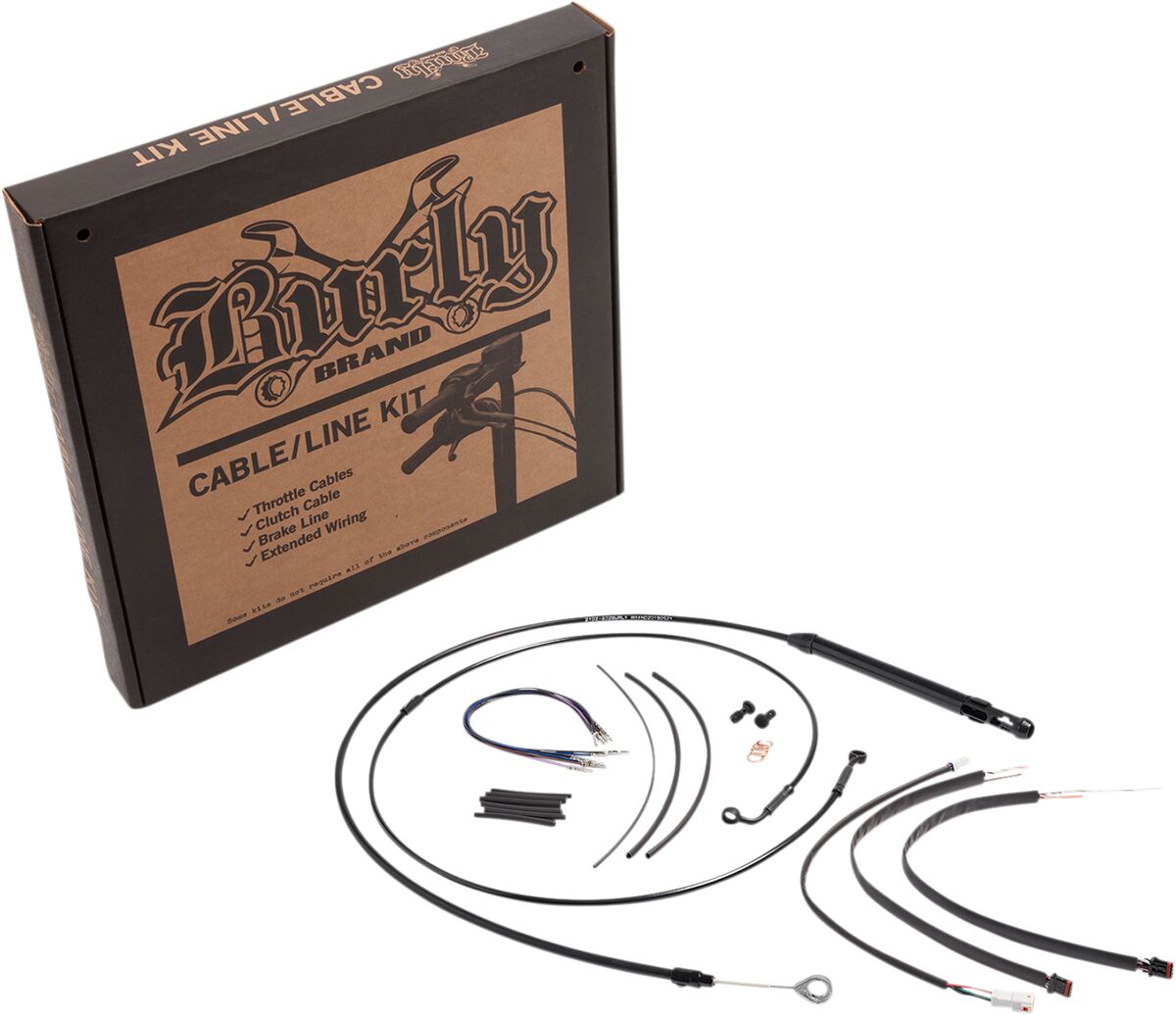 BURLY BRAND Kit Complet de Câbles/Gaines de Guidon en Vinyle Noir pour Ape Hangers
