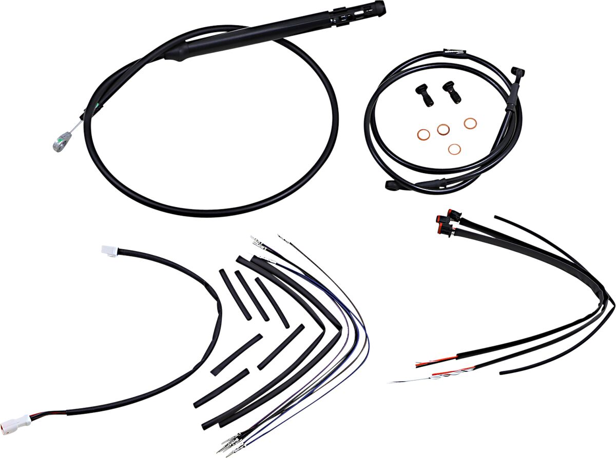 BURLY BRAND Kit Complet de Câbles/Gaines de Guidon en Vinyle Noir pour Ape Hangers