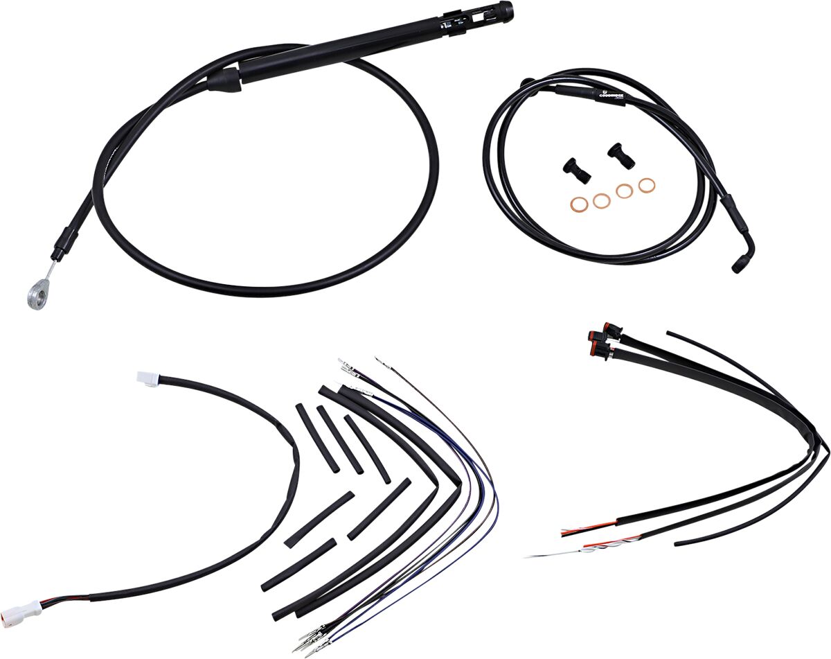 BURLY BRAND Kit Complet de Câbles/Gaines de Guidon en Vinyle Noir pour Ape Hangers
