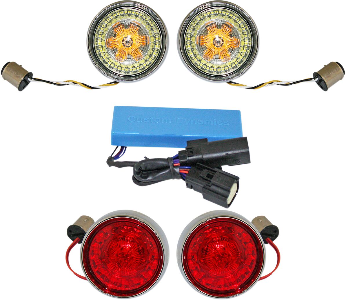 CUSTOM DYNAMICS Complete Front & Rear Clignotant(s) Conversion Kit with Bullet Encadrement(s) Optique(s)
