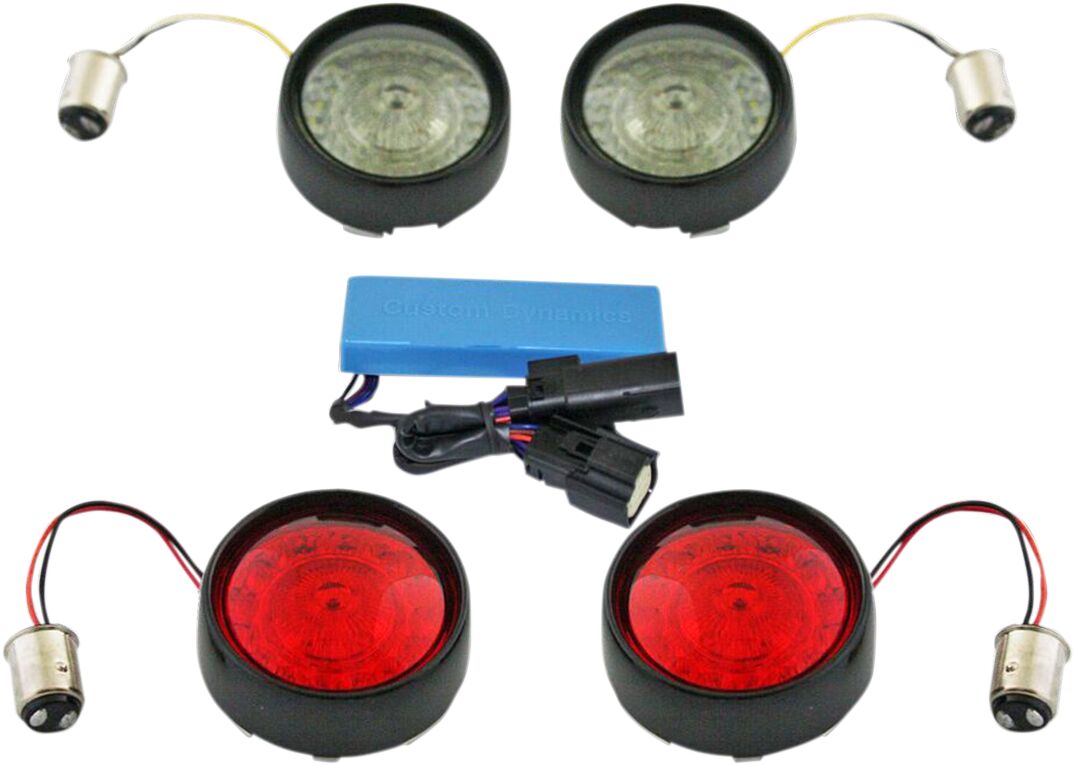 CUSTOM DYNAMICS Complete Front & Rear Clignotant(s) Conversion Kit with Bullet Encadrement(s) Optique(s)