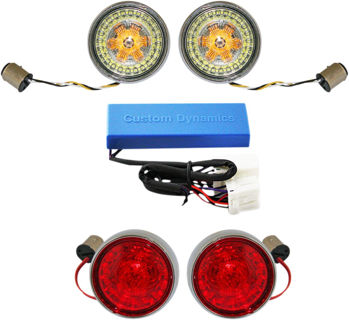 CUSTOM DYNAMICS Complete Front & Rear Clignotant(s) Conversion Kit with Bullet Encadrement(s) Optique(s)
