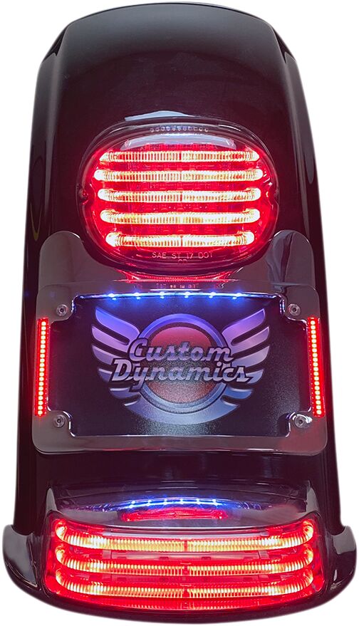 CUSTOM DYNAMICS Clignotant(s) Eliminator with Tri Radius Illuminated Plate Cadre