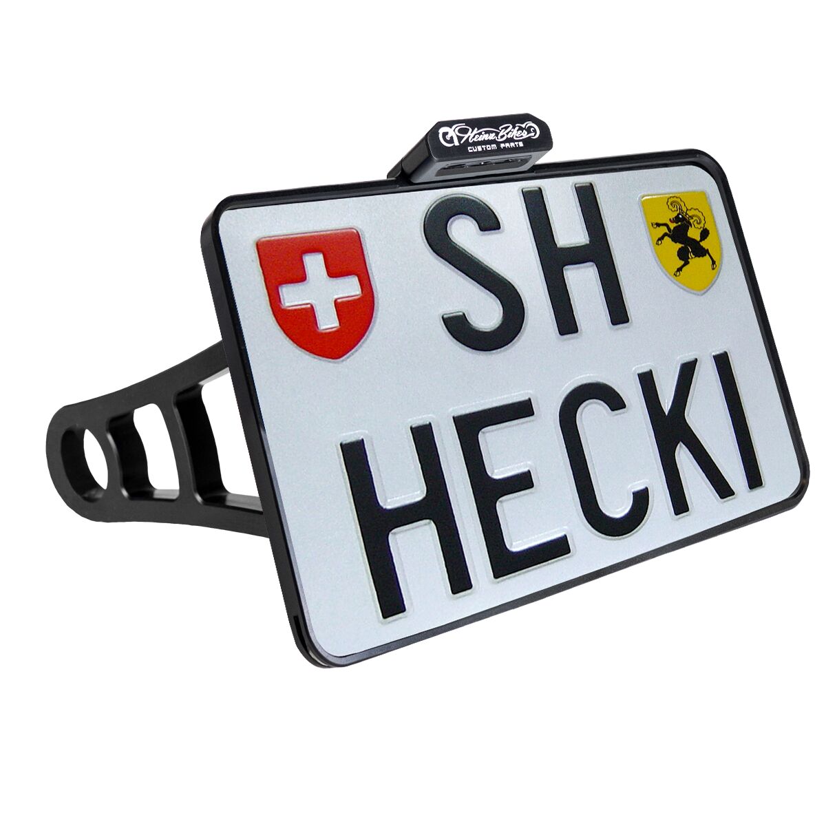 HEINZ BIKES Supports latéraux de plaque d'immatriculation - avec axe de 3/4"