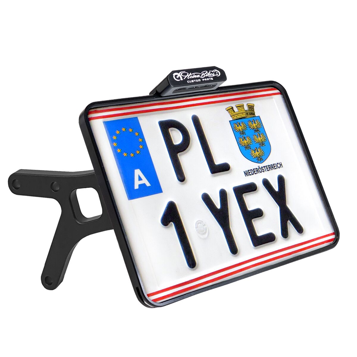 HEINZ BIKES Supports latéraux de plaque d'immatriculation - avec axe de 3/4"