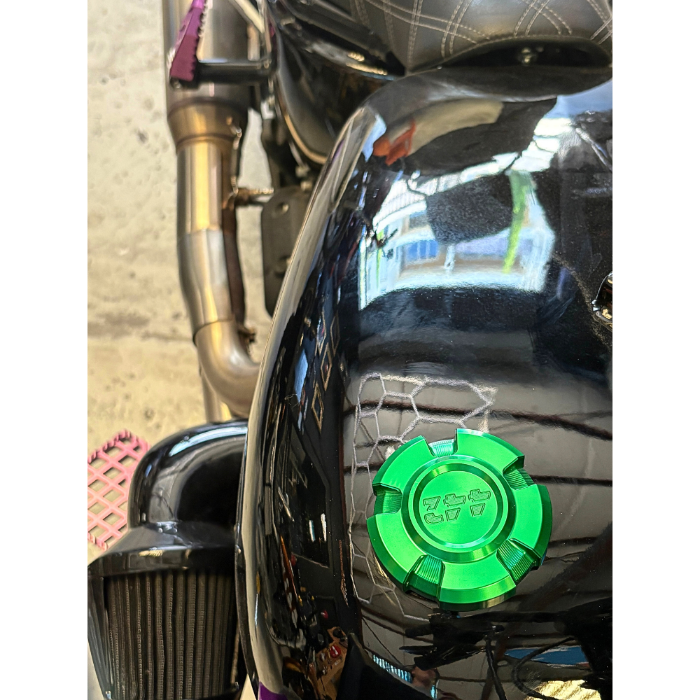442 PARTS - Harley-Davidson Fuel Cap - Green Sportster / Dyna / Softail / Touring 97+