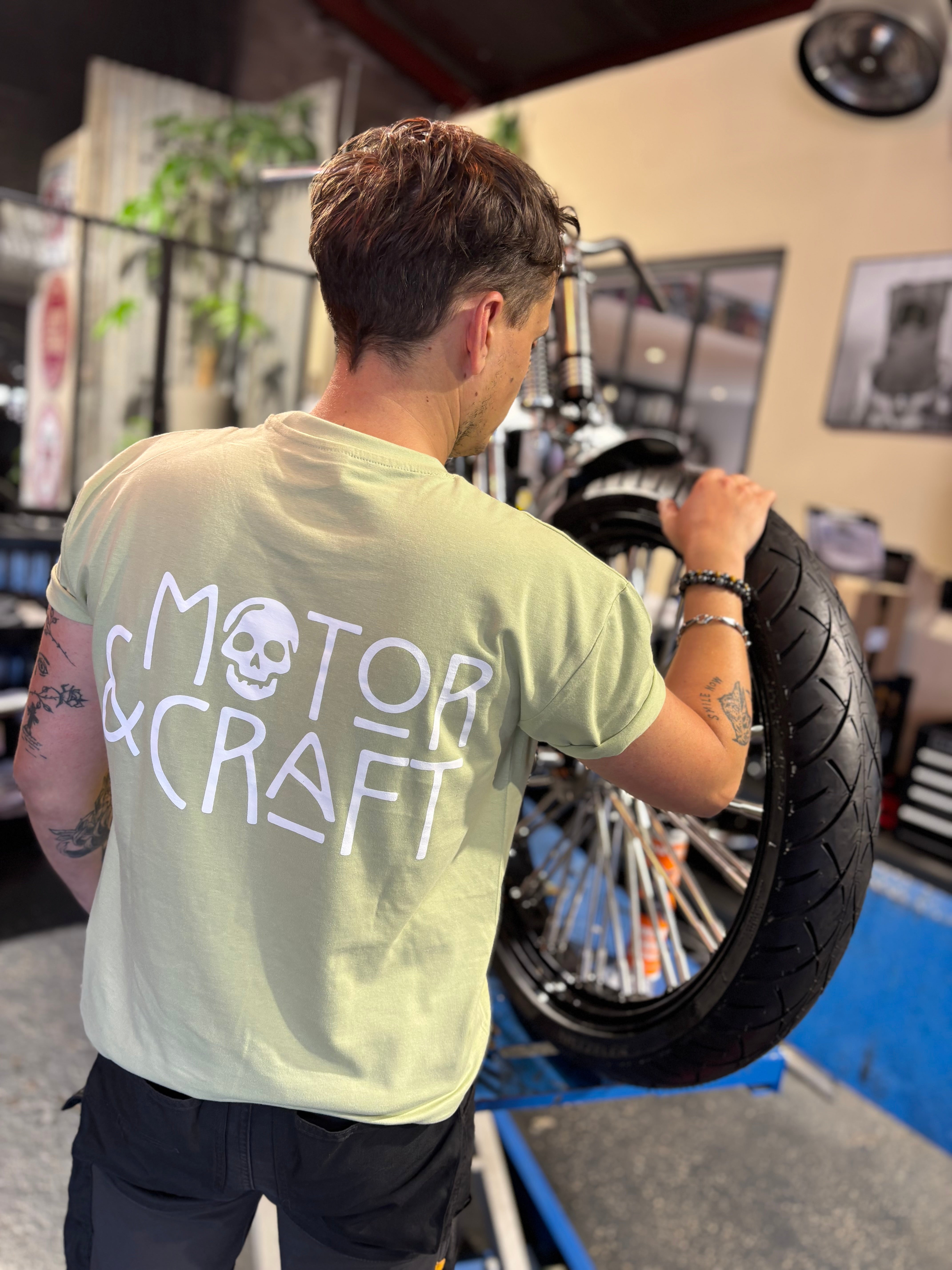 Lime green 442 "motor & craft" T-shirt