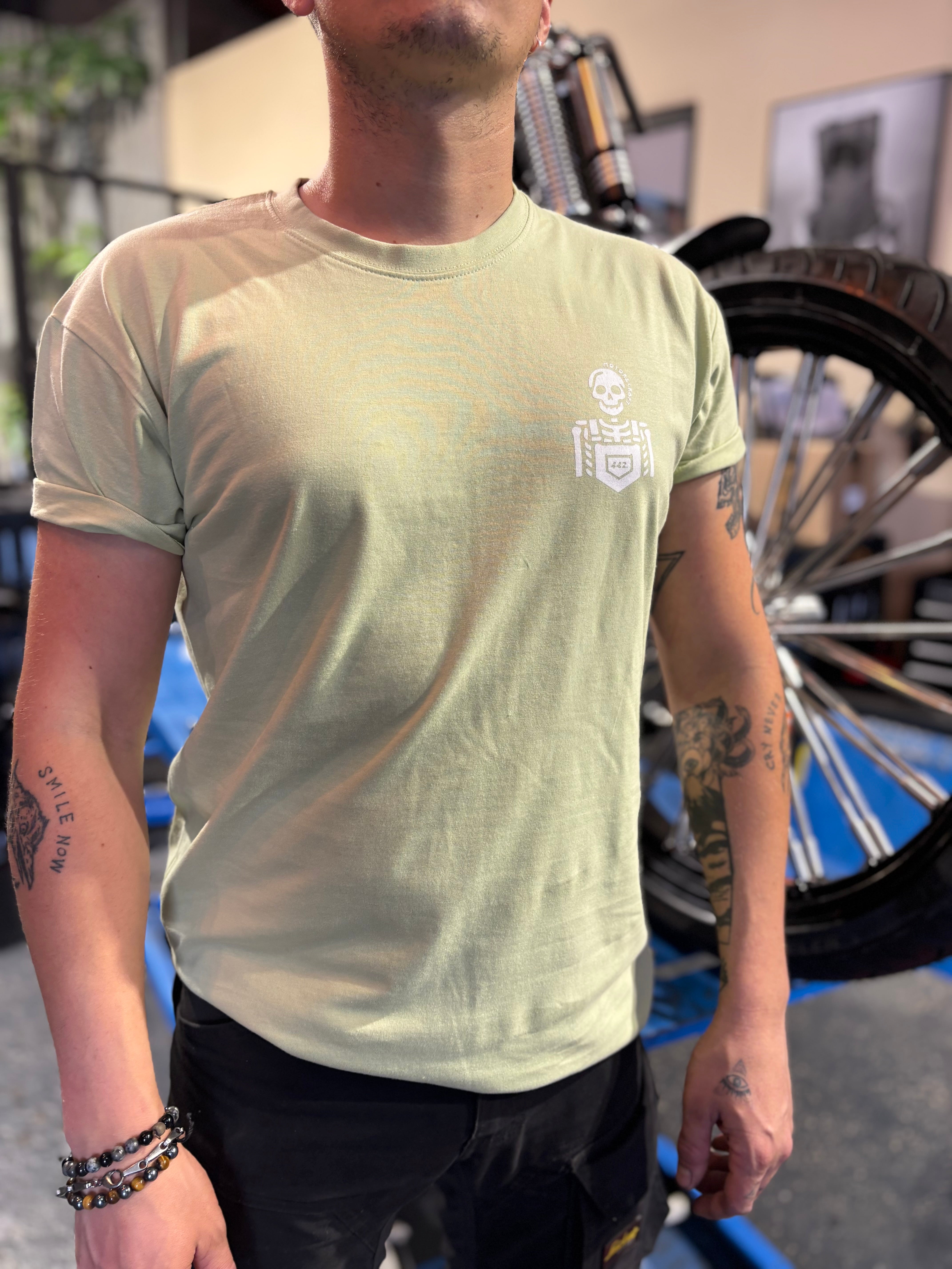 Lime green 442 "motor & craft" T-shirt