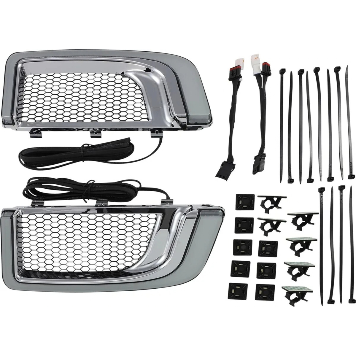 KURYAKYN - Inserts de Grille de Carénage Inférieur LED Tracer - Noir ou Chrome - Touring 14+