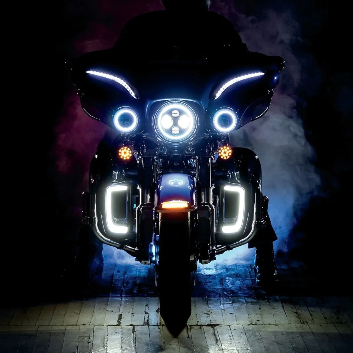 KURYAKYN - Inserts de Grille de Carénage Inférieur LED Tracer - Noir ou Chrome - Touring 14+