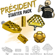 442 Parts - STARTER PACK - PRESIDENT - Pegs, Mini-floorboards, embout de sélecteur, bouchon réservoir. et clamps