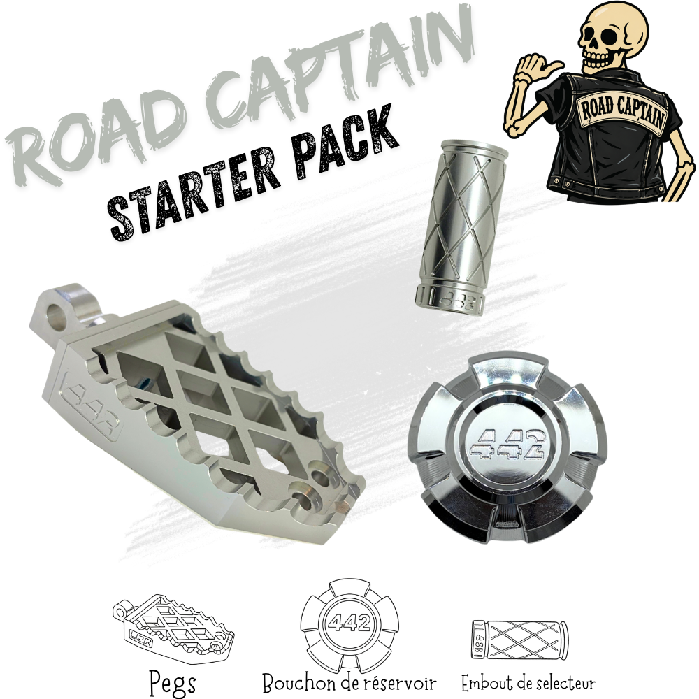 442 Parts - STARTER PACK - ROAD CAPTAIN - Pegs, embout de sélecteur et bouchon de réservoir
