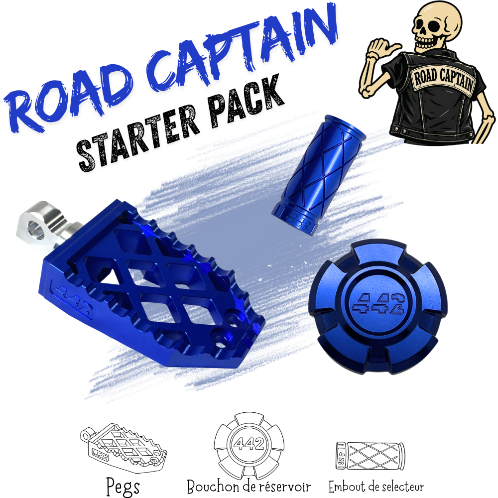 442 Parts - STARTER PACK - ROAD CAPTAIN - Pegs, embout de sélecteur et bouchon de réservoir