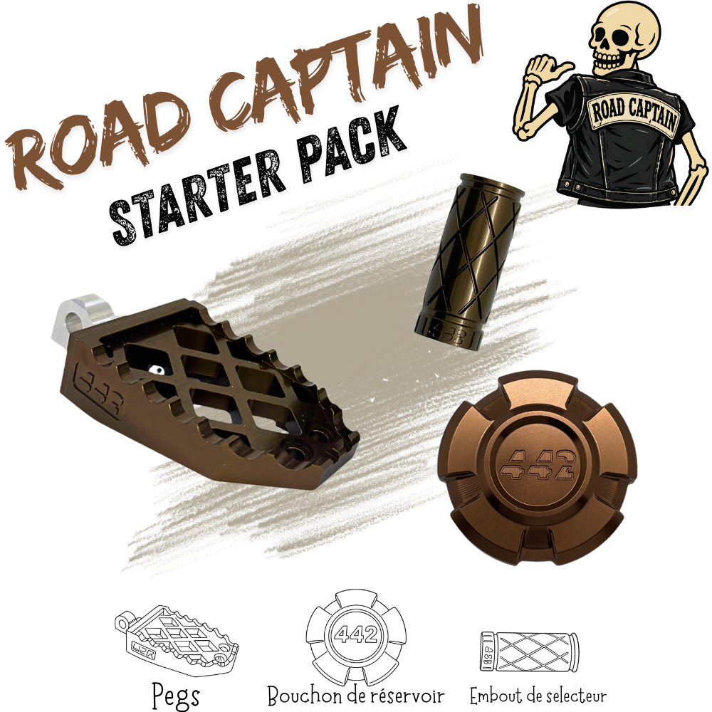 442 Parts - STARTER PACK - ROAD CAPTAIN - Pegs, embout de sélecteur et bouchon de réservoir