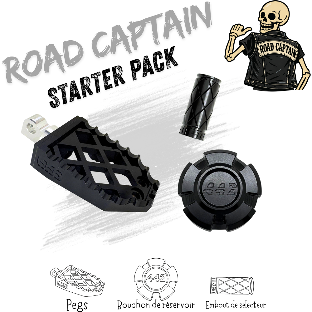 442 Parts - STARTER PACK - ROAD CAPTAIN - Pegs, embout de sélecteur et bouchon de réservoir