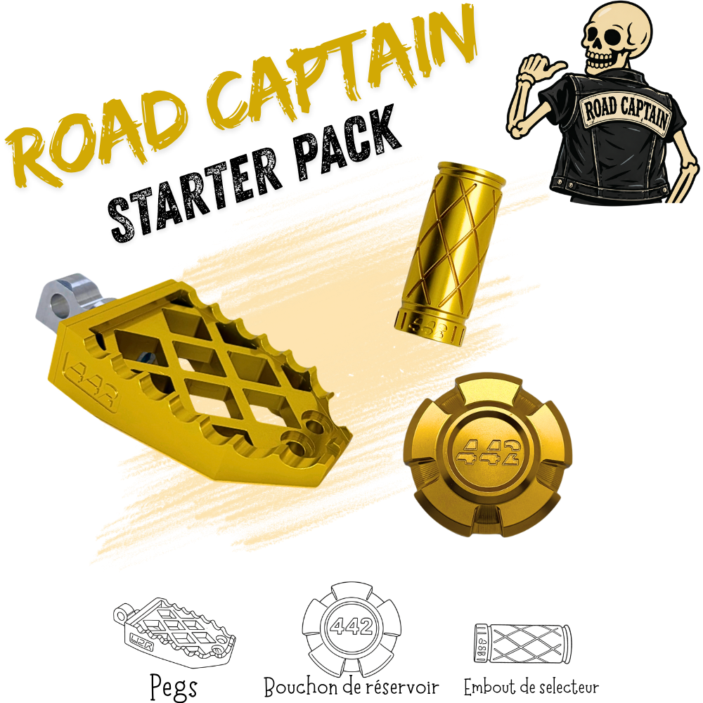 442 Parts - STARTER PACK - ROAD CAPTAIN - Pegs, embout de sélecteur et bouchon de réservoir