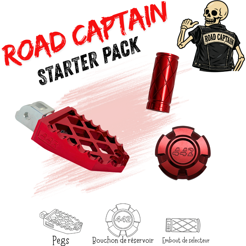 442 Parts - STARTER PACK - ROAD CAPTAIN - Pegs, embout de sélecteur et bouchon de réservoir