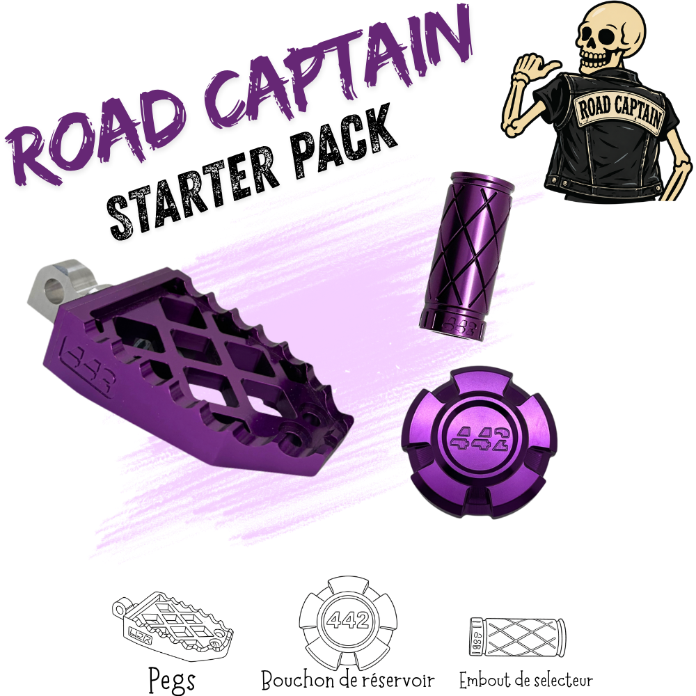 442 Parts - STARTER PACK - ROAD CAPTAIN - Pegs, embout de sélecteur et bouchon de réservoir