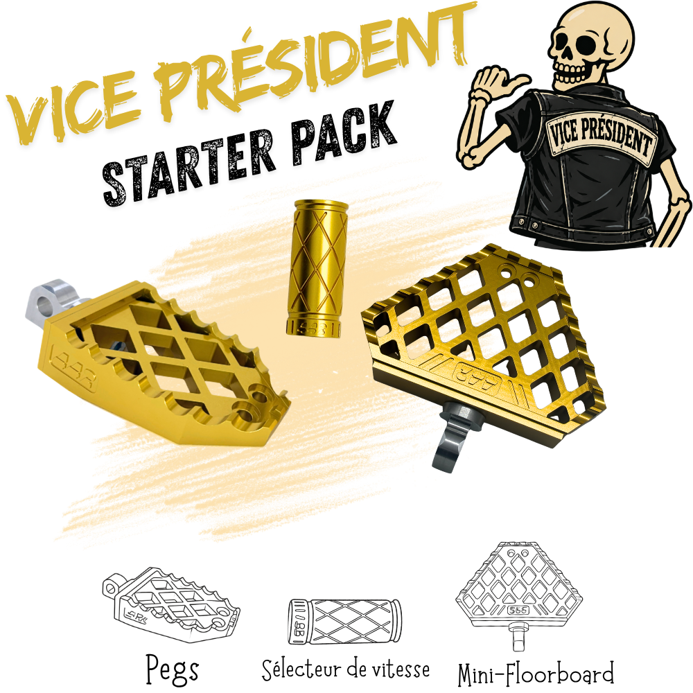 442 Parts - STARTER PACK - VICE PRESIDENT - Pegs, Mini-floorboards et embout de sélecteur