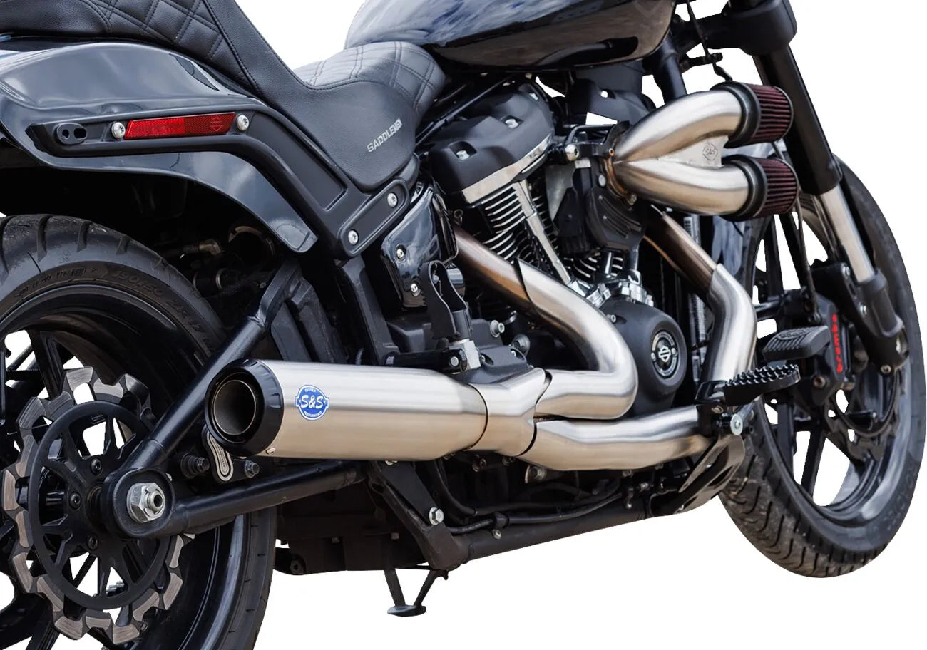 S&S - Qualifier 2-into-1 Exhaust - M8 Softail 18+ - Black or Brushed
