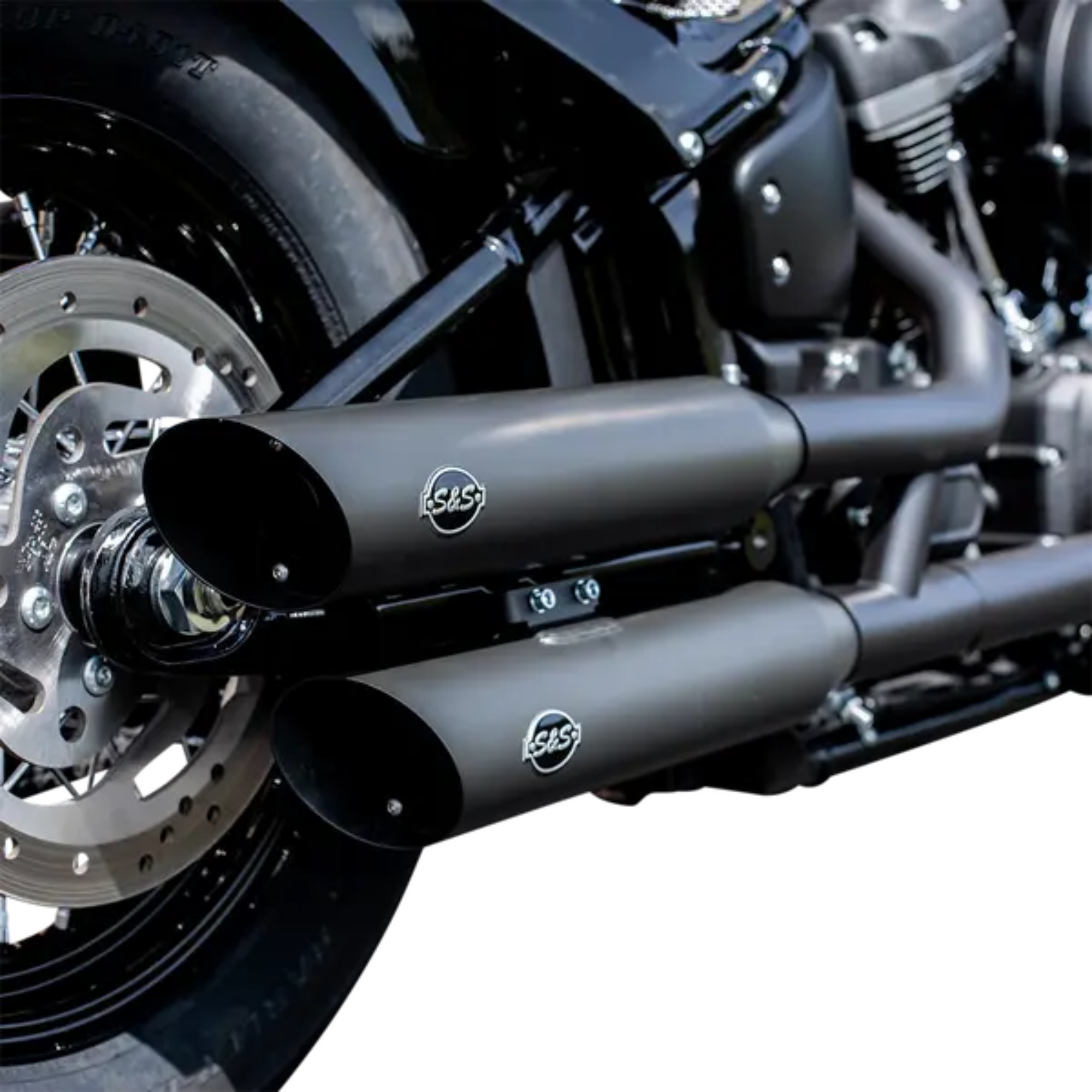 S&S - Silencieux Slash cut avec catalyseur non homologué - Softail M8 - Noir