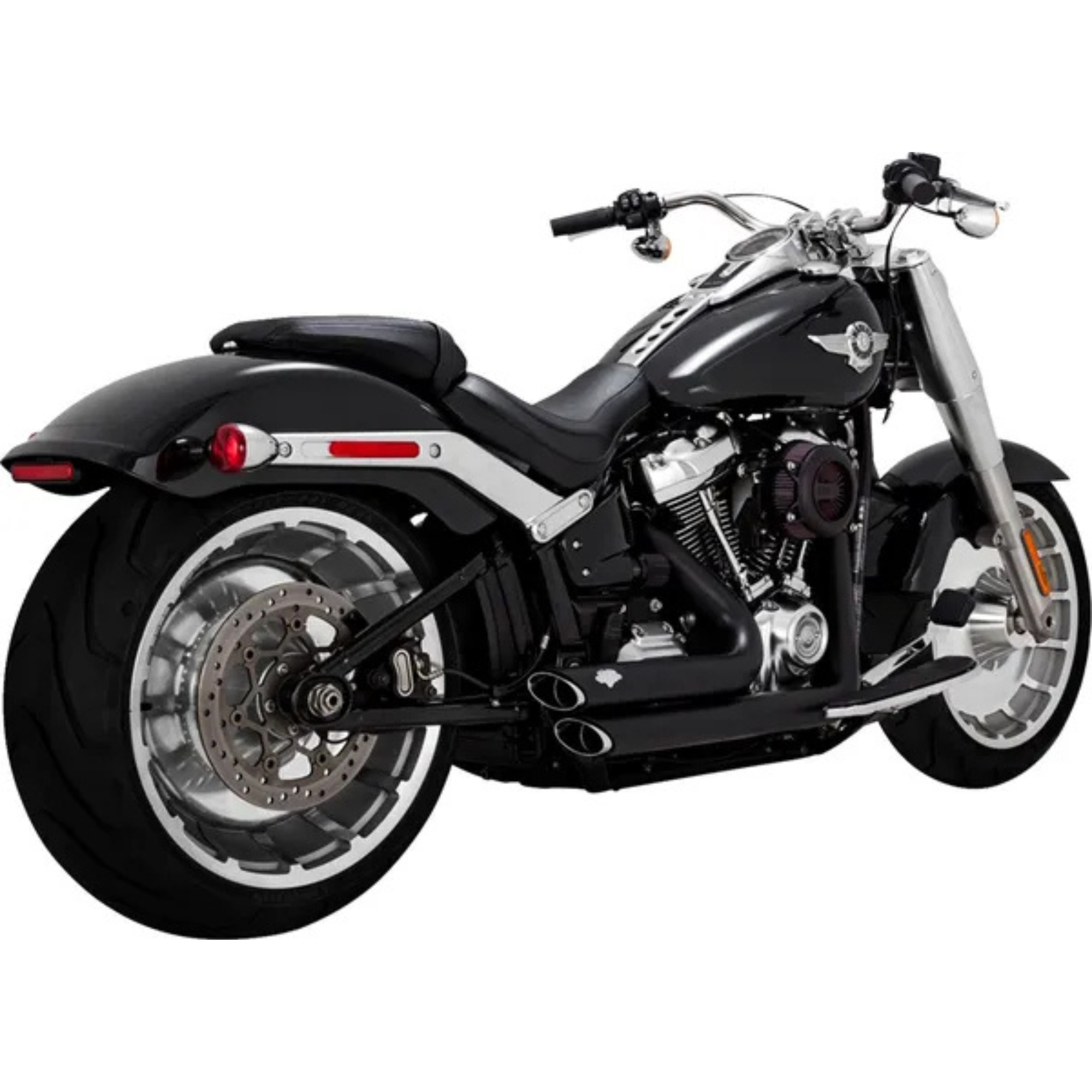 VANCE & HINES - Echappement 2 en 2 Shortshots Staggered PCX - 18-24 - Softail FXDR,FLFB(S) FXBRS,FXBLR  - Chrome ou Noir