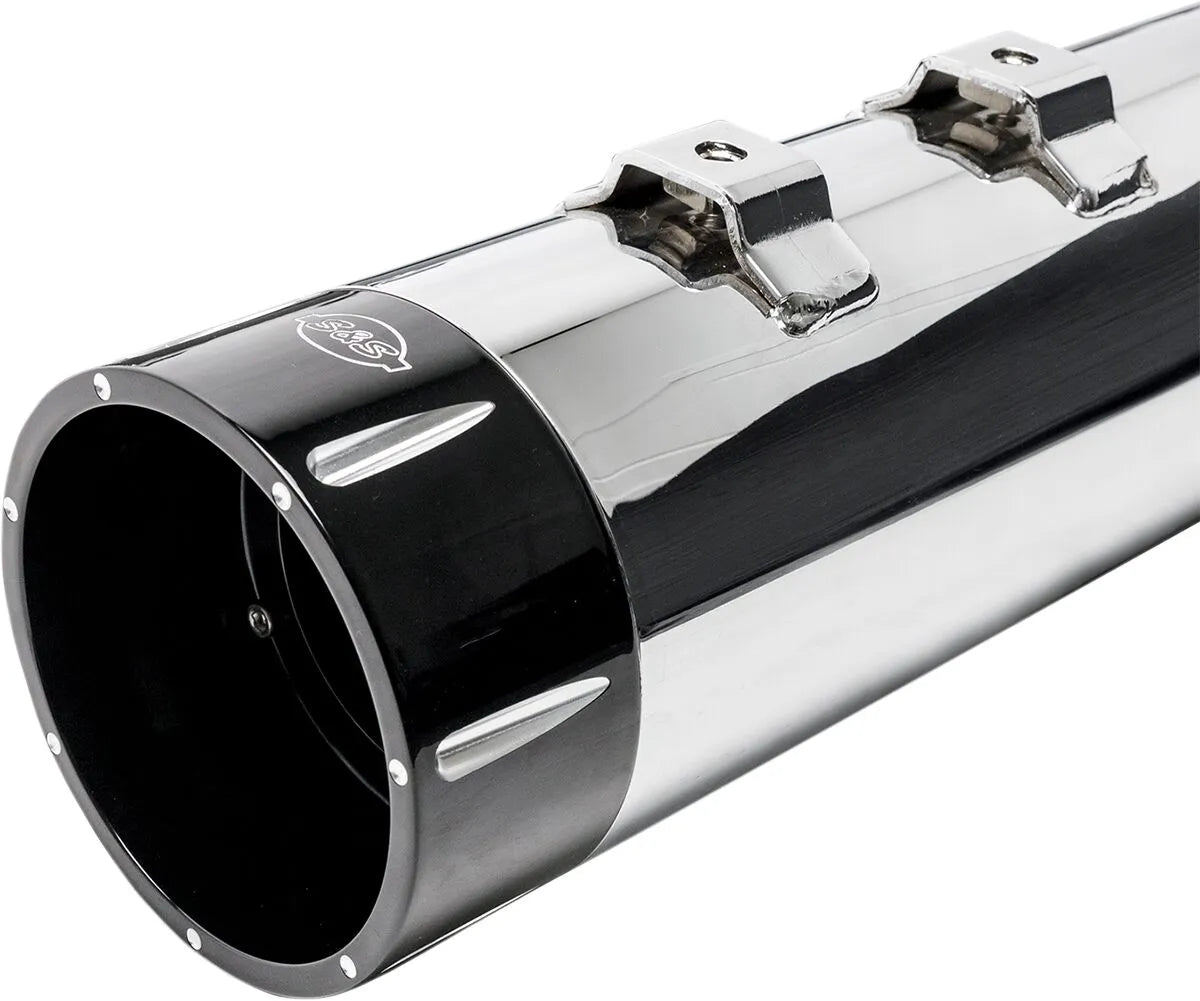 S&S - MK45 Performance Slip-On Mufflers - Tracer Black/Machined End Cap - Touring 99-16 - Chrome
