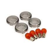 MCS - Kit 4 lentilles fumées et 4 ampoules orange - clignotant Harley-Davidson - homologué